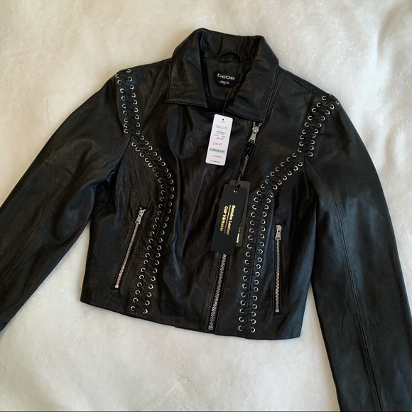 bebe Jackets & Blazers - NWT BEBE Leather Laceup Jacket